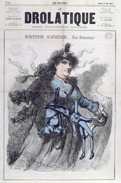 Karikatuur van Hortense Schneider (1833-1920) van de voorpagina van 