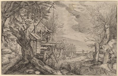 Landschap met Blokhuis bij een Rivier door Dutch 17th Century, formerly Jacques de Gheyn II