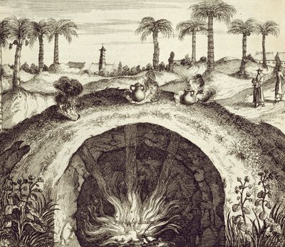Een gigantische ondergrondse stoomkoker, uit China Illustrated door Athanasius Kircher (1601-80) 1667 door Dutch School