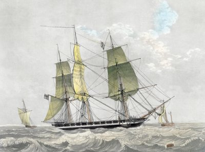 Amerikaanse marinekorvet onder zeil, begin 19e eeuw door Dutch School