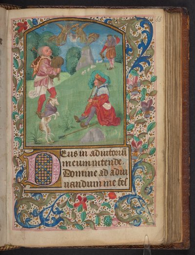 Aankondiging aan de herders, Harley 2923, f.66r, c.1480 door Dutch School