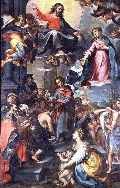 Doop van Christus, in de stijl van Barocci door Dutch School
