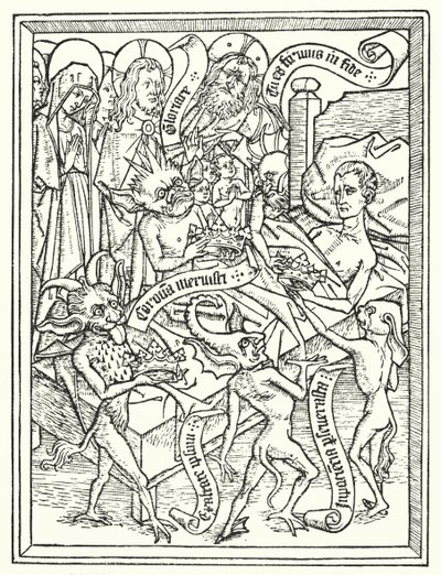 Blokboek Ars Moriendi, gedrukt omstreeks 1460 in de Nederlanden door wie onbekend (litho) door Dutch School