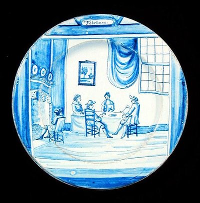 Delfts bord met afbeelding van de maand februari door Dutch School
