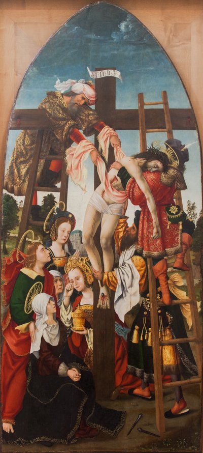 Kruisafneming,1520 (olieverf op doek) door Dutch School
