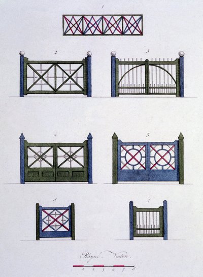 Ontwerpen uit Magazine of Garden Gems door G. van Laar, gepubliceerd in 1802 door Dutch School