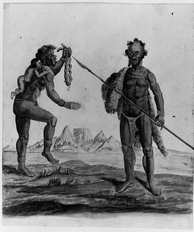 Tekening uit een album van inboorlingen van Brazilië, Afrika, Perzië en Oost-Indië door Dutch School