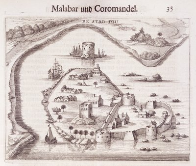 Nederlands fort aan de kust van Malabar, Oost-Indië door Dutch School