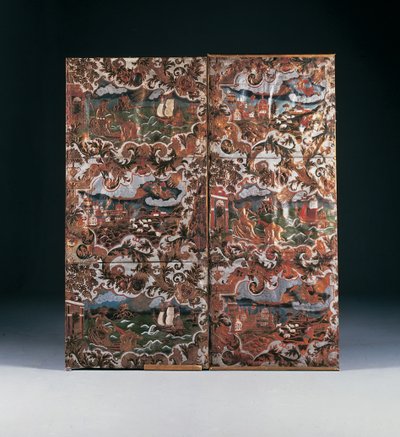 Embossed en polychroom versierde panelen, late 17e eeuw door Dutch School