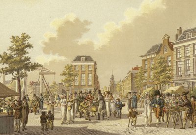 Bloemenmarkt, Rotterdam, 1807 door Dutch School
