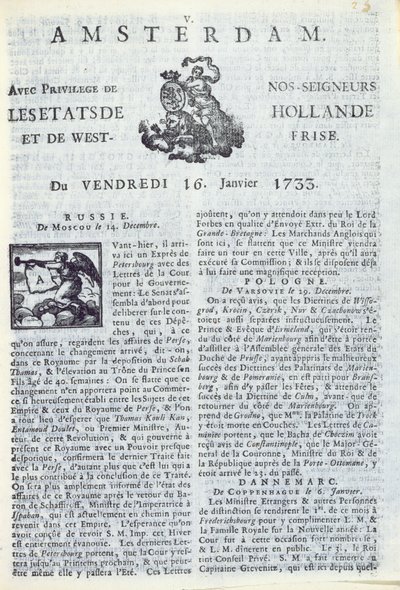 Voorpagina van La Gazette d