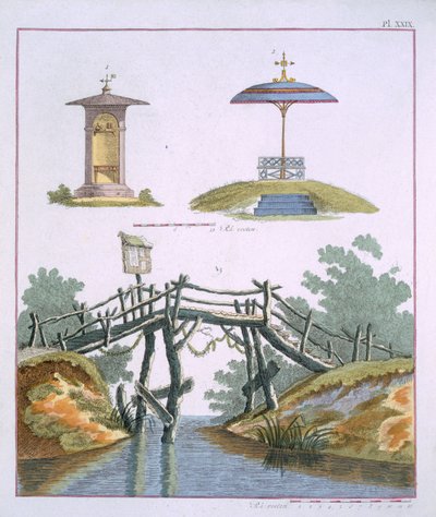 Tuinversieringen, uit Magazine of Garden Gems door G. van Laar, gepubliceerd 1802 door Dutch School