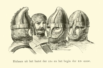 Helmen uit de late 11e en vroege 12e eeuw door Dutch School