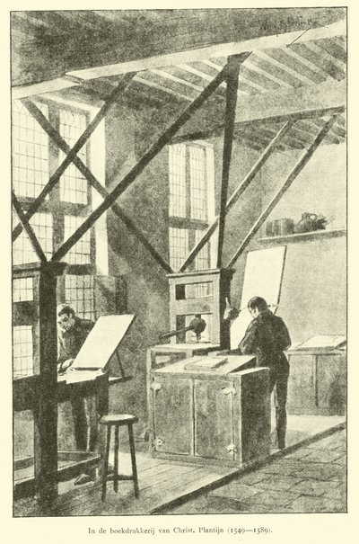 In de boekdrukkerij van Christophe Plantin door Dutch School