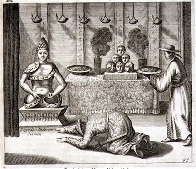 Interieur van een Tempel voor een Indiase God, uit 