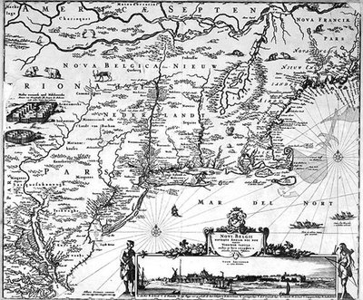 Kaart van Nieuw Amsterdam, ca. 1650 door Dutch School