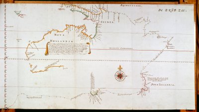 Kaart van Nieuw-Holland, nu Australië, en van Nieuw-Zeeland door Dutch School
