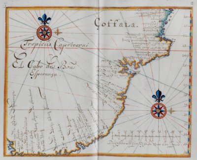 Kaart van de Kaap de Goede Hoop (cabo da Boa Esperança). door Dutch School