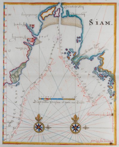 Kaart van het Koninkrijk Siam door Dutch School