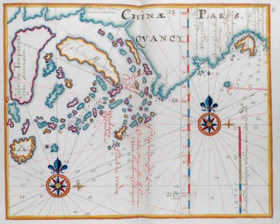 Kaart die een deel van de kust van China en eilanden toont. door Dutch School