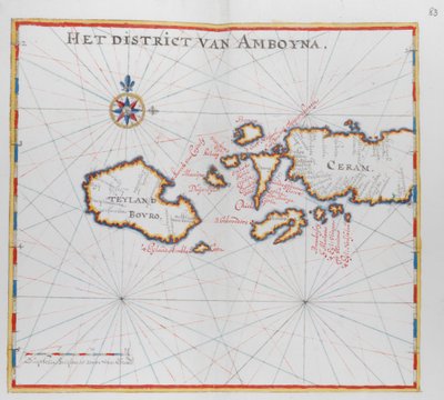 Kaart met de eilanden Bouro en Ceram (Seram), Indonesië door Dutch School