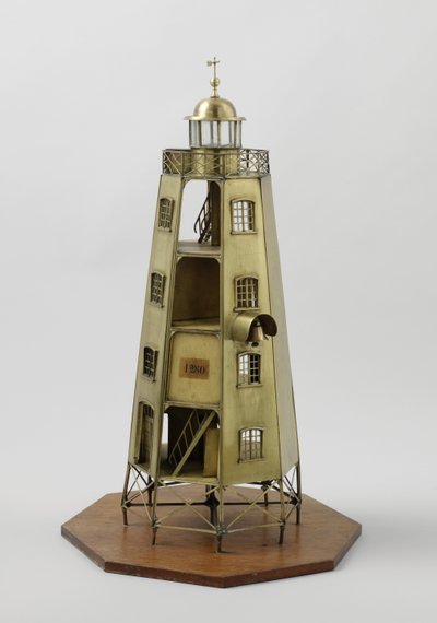 Model van de Duiveneiland vuurtoren op Java door Dutch School