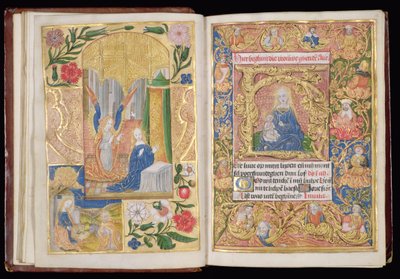 De Aankondiging en Maagd en Kind, miniaturen uit een Getijdenboek, Gebruik van Utrecht, c.1500-20 door Dutch School