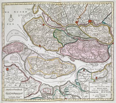 Nieuwe Kaart der van het Zuid Westelykste deel van Holland, behelzende de Baljuwschappen Voorne, Putten, enz. [Zesendertig kaarten van Nederland] Isaak Tirion Tussen 1739 en 1757 door Dutch School