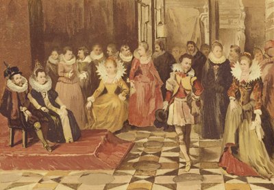 Filips Willem van Oranje en zijn vrouw Eleonora van Bourbon-Conde op een bal door Dutch School