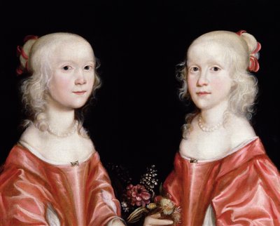Portret van tweelingzussen, c.1650 door Dutch School