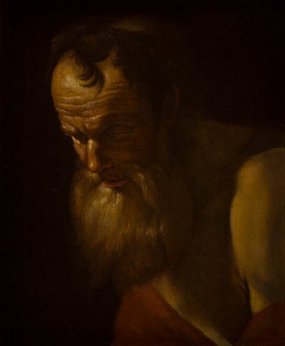 Portret van een heilige (fragment) door Dutch School
