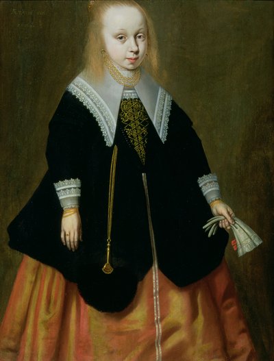 Portret van een jong meisje, Friesland School, 1644 door Dutch School