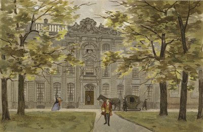 Substantieel Nederlands woonhuis, midden 18e eeuw door Dutch School