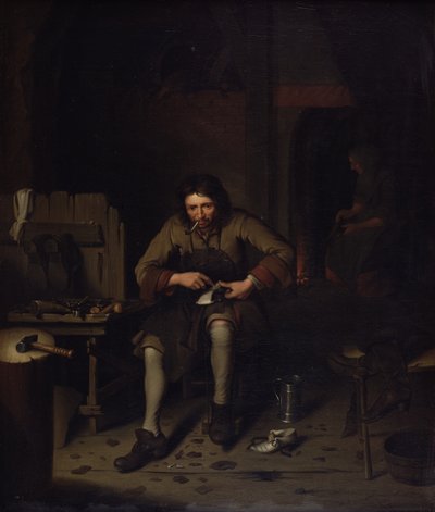 De schoenmaker, c.1675 door Dutch School