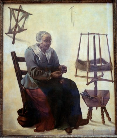 De Defileuse Schilderij van de Meester van de School van Delft (17e eeuw) 1680 Genève door Dutch School