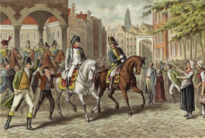 De Keizer Napoleon betreedt Utrecht, Nederland, 1811 door Dutch School