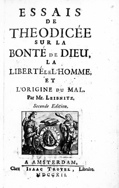 Titelpagina van Theodicee door Gottfried Leibniz, tweede editie gepubliceerd 1712 door Dutch School