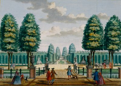Uitzicht vanaf het huis naar de voordeur, Meerestein, uit Het Zeganpralent Kennemerlant door Hendrick de Leth en Matthias Brouerius Van Nidek, gepubliceerd ca. 1700-1730 door Dutch School