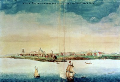 Uitzicht op Nieuw Amsterdam, 1650-3 door Dutch School