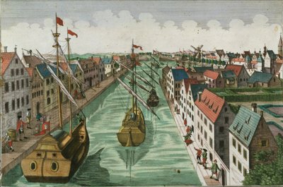 Uitzicht op de Kettelpoort in Delft door Dutch School