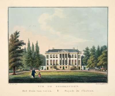 Vue de Broekhuisen. Het Huis van voren. Façade du Chateau door Dutch School