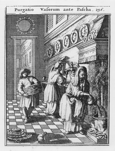 Het wassen van de huishoudelijke vaten voor Pasen (Purgatio Vasorum ante Pascha), illustratie uit 