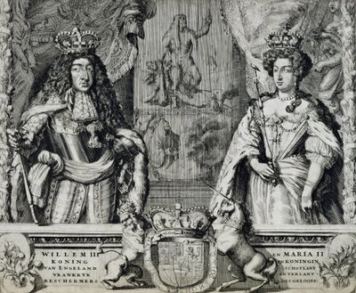 Willem III (1650-1702) en Maria II (1662-94), c.1688-94 door Dutch School