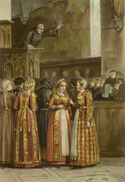 Vrouwen in traditionele Friese klederdracht, Nederland, 15e eeuw door Dutch School