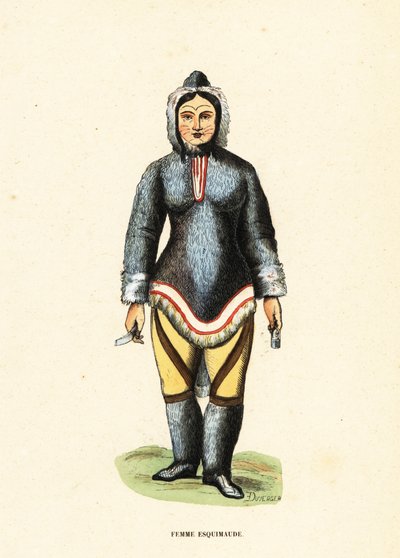 Inuitvrouw met gezichtstatoeages, Mackenzie River, Yukon, Canada door Duverger Duverger