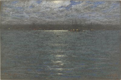 Nacht: Een haven, 1894 door Dwight William Tryon