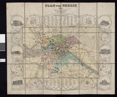 Kaart uit de kaartencollectie van de Nationale Bibliotheek. De kaart is uitgegeven in Berlijn (1841) en toont Berlijn door E.H. Schroeder
