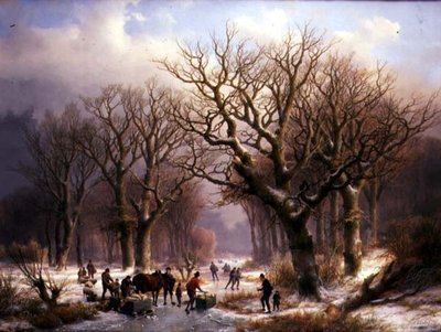 Een winterlandschap door E.J. and Klombeck J.B. Verboeckhoven