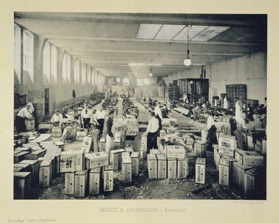 Verpakkingskisten voor verzending, uit La France Vinicole, uitgegeven door Moet & Chandon, Epernay door E.M. Choque