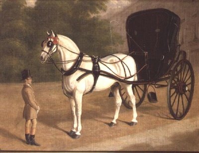 Een Grijs Paard en Cabriolet met Knecht door E.M. Fox